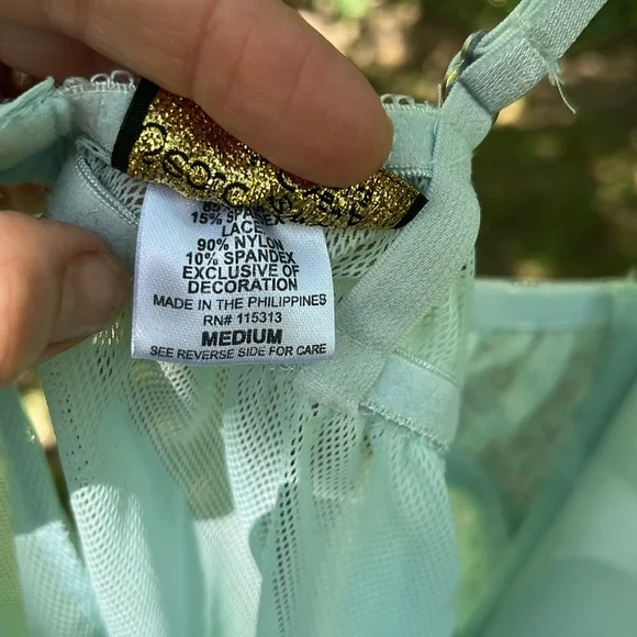 Elegant Lace Trim Babydoll Lingerie in Light Blue - Picture 11 of 12